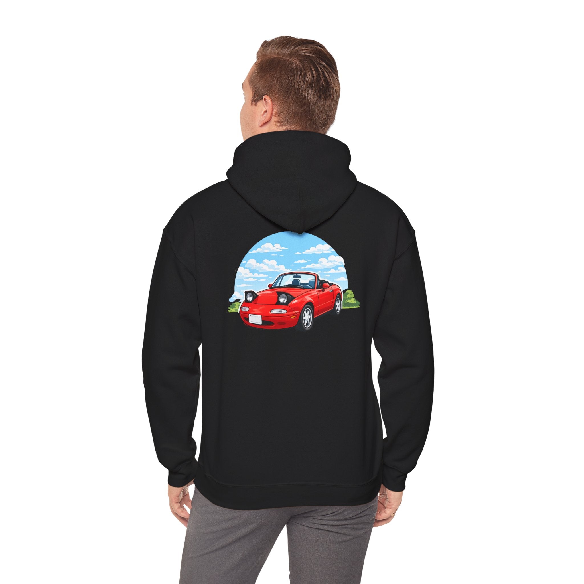 Red Miata Hoodie – Retro Convertible Graphic Hooded Sweatshirt