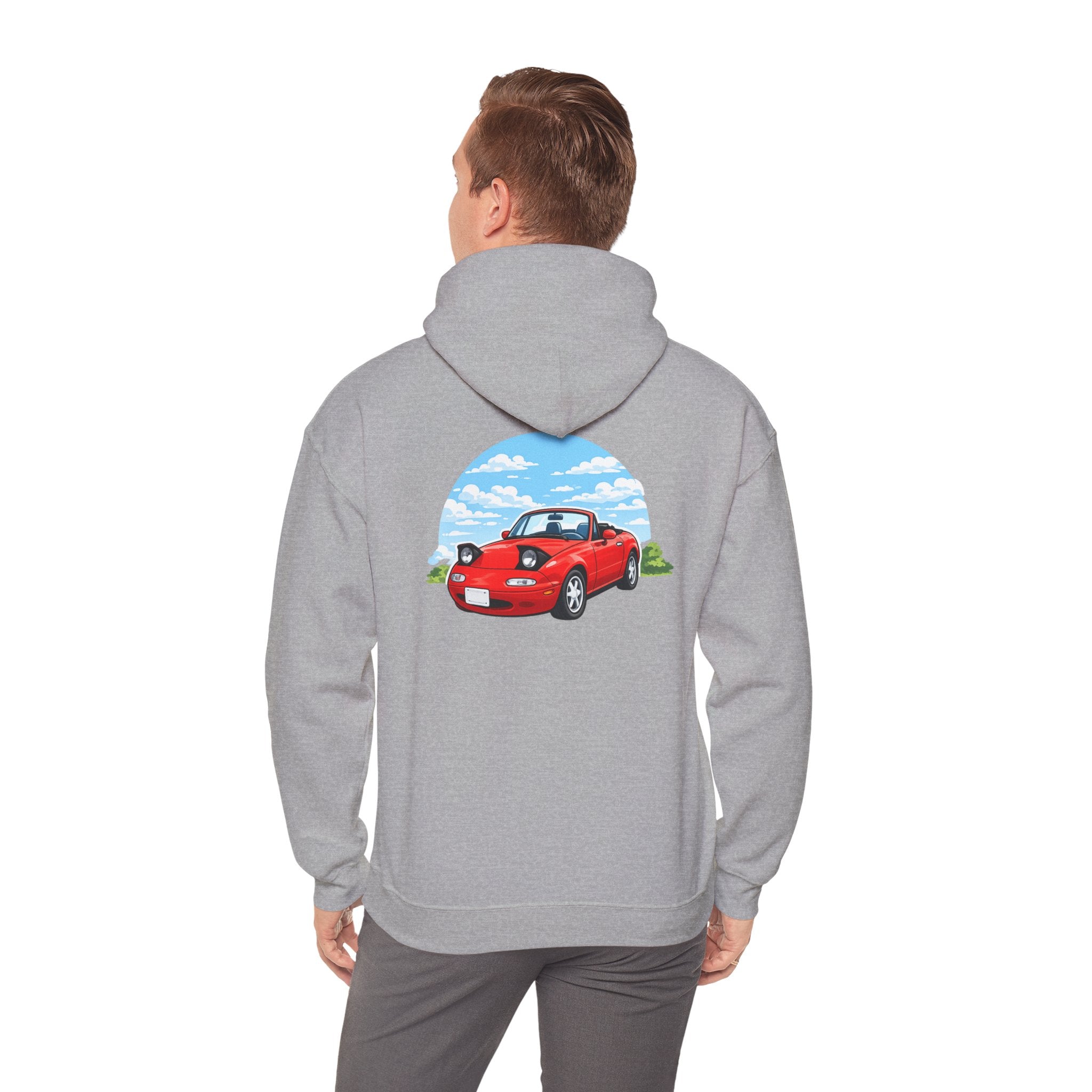 Red Miata Hoodie – Retro Convertible Graphic Hooded Sweatshirt
