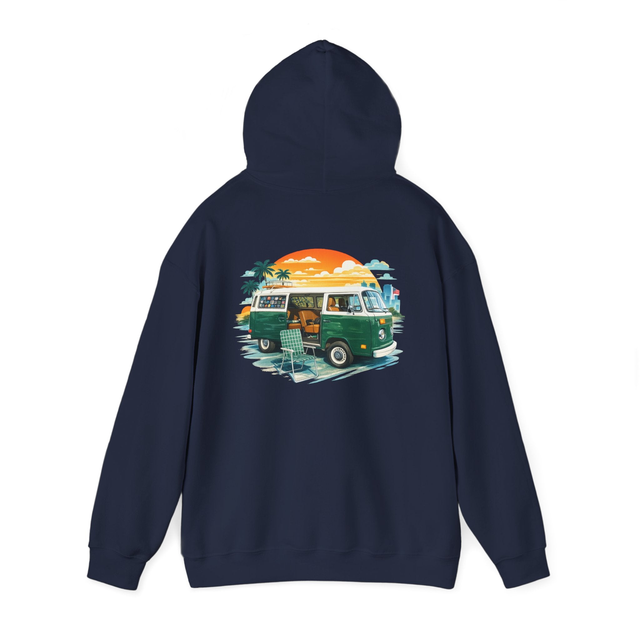Vintage VW Camper Hoodie – Retro Surf Van Sunset Pullover