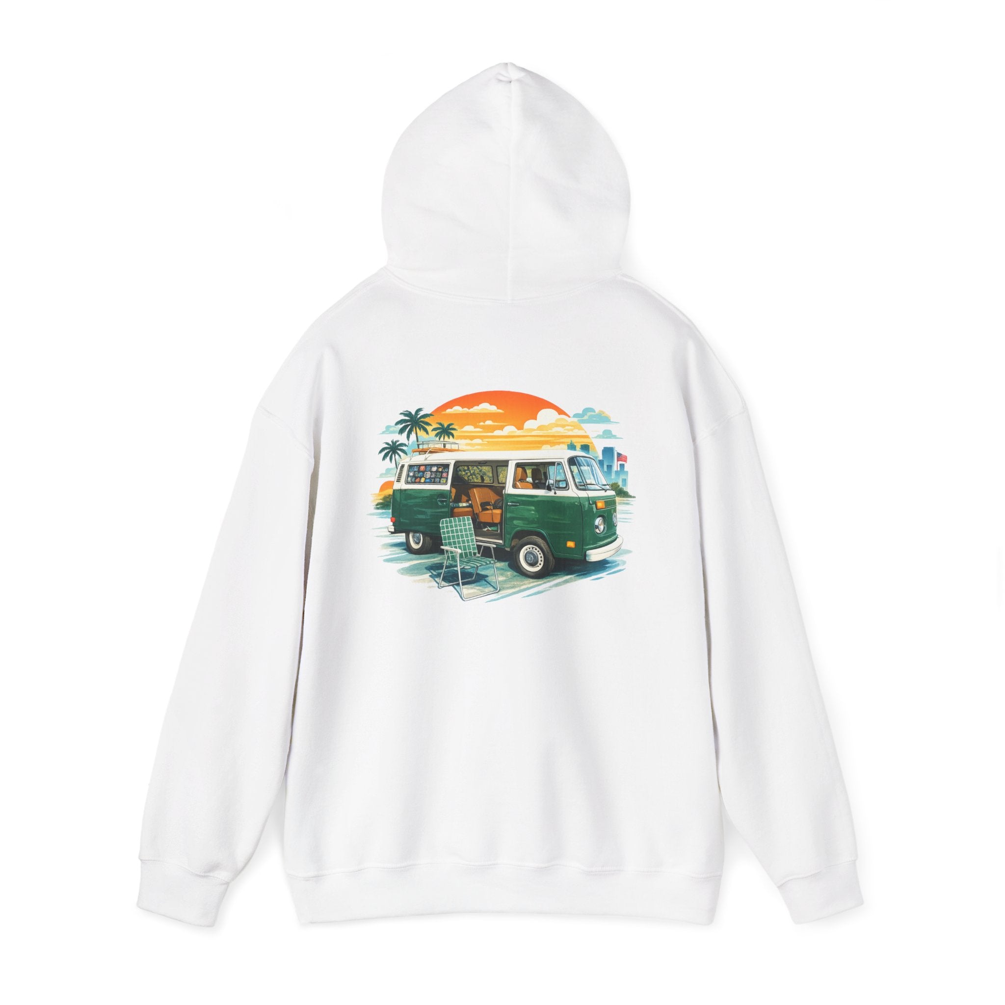 Vintage VW Camper Hoodie – Retro Surf Van Sunset Pullover