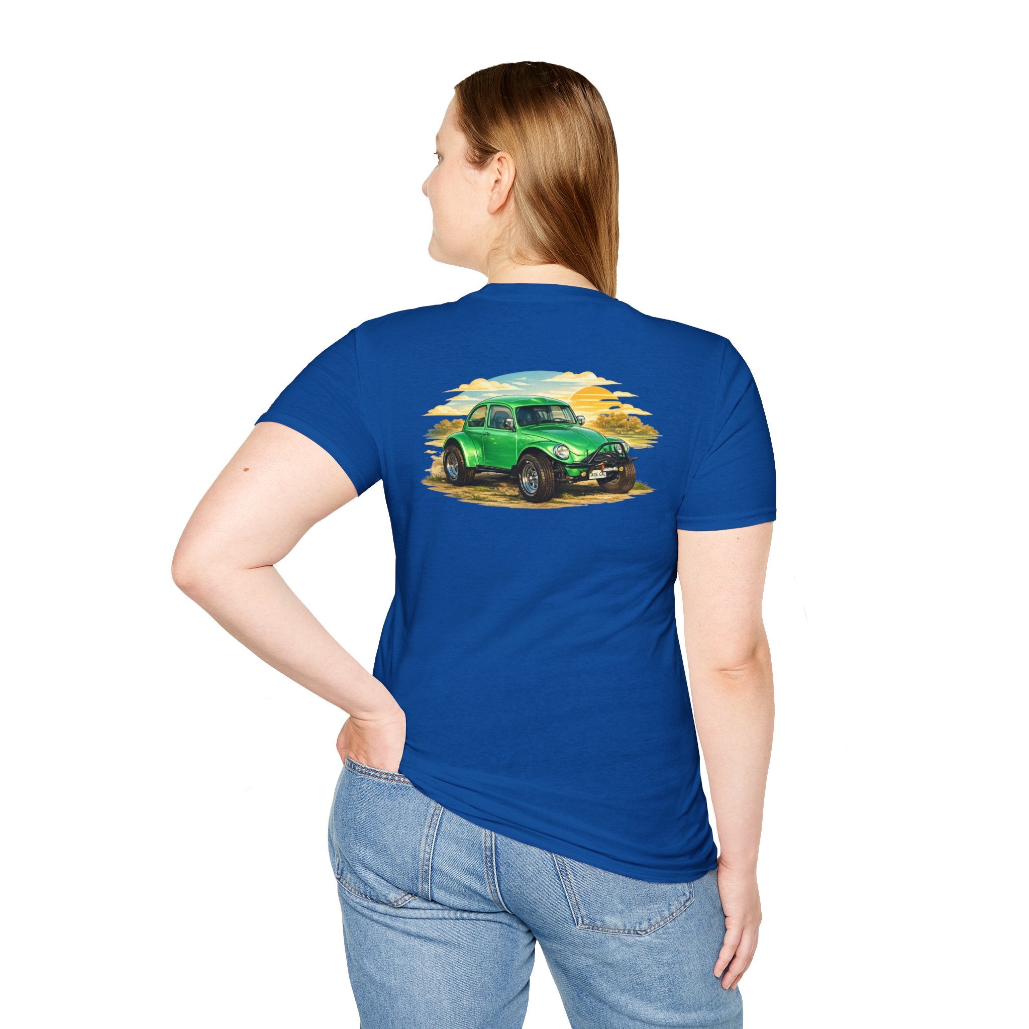 Vintage Green Beetle Car T-Shirt — Retro Beach Cruiser Graphic Tee