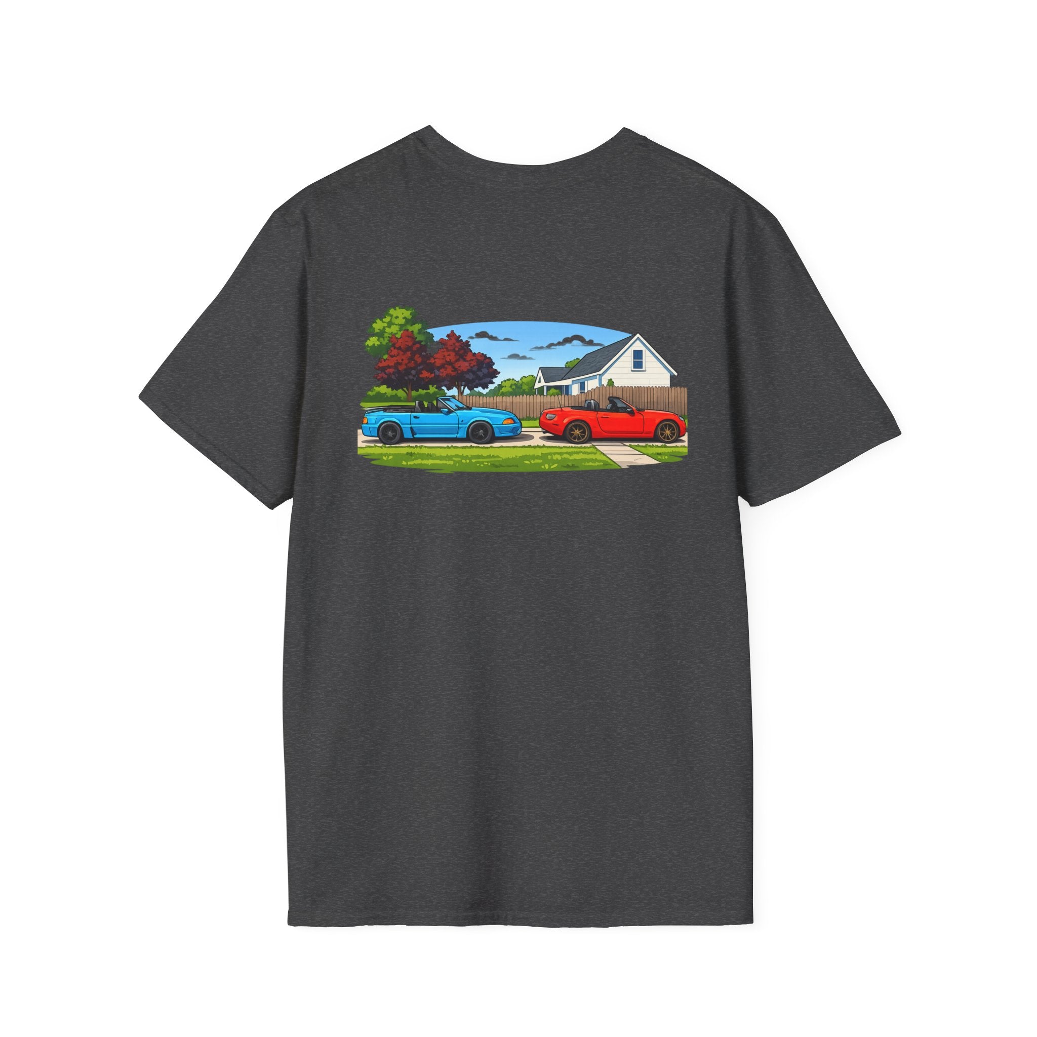 Classic Car Scene T-Shirt — Retro Muscle Cars Back Print